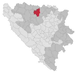 Lage der Gemeinde Prnjavor (Bosnien) in Bosnien und Herzegowina (anklickbare Karte)