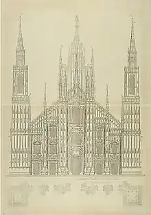 Entwurf mit Türmen von Carlo Buzzi, 1647