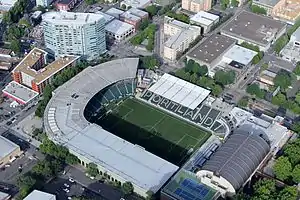 Luftbild des Providence Park aus dem Mai 2016