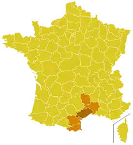 Karte der Kirchenprovinz Montpellier