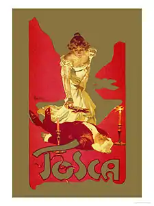 Originalplakat von Adolfo Hohenstein zur Uraufführung von Tosca