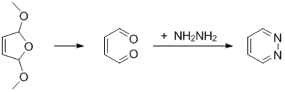 Pyridazin-Synthese aus Maleindialdehyd und Hydrazin