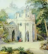 Künstliche Ruine, li. oben die Blechburg. Bild von Woldemar Hermann