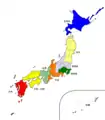 Vorgeschlagene Gliederung in 9 Staaten: Hokkaidō, Tōhoku, Nord-Kantō-Shin’etsu, Süd-Kantō, Chūbu, Kinki, Chūgoku-Shikoku, Kyūshū, Okinawa