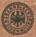 Gedrucktes Dienstsiegel der Reichsbank auf einer Banknote (Deutschland)