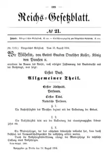 Verkündung des Bürgerlichen Gesetzbuchs (RGBl. 1896, S. 195)