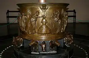 Taufe Christi vom Taufbecken des Reiner von Huy, Lüttich, 1107–1118