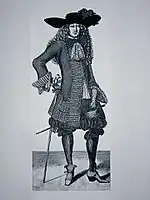 Ludwig XIV. mit Jabot (1667) und rechts Französischer Adliger mit Halsbinde und Schleife (um 1678)