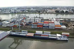 Containerhafen Kleinhüningen mit Gleisanbindungen an die Oberrheinbahn und Hochrheinbahn