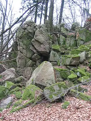 Flasergranitoid-Felsklippe auf der Rimdidim-Höhe (499 m ü. NN)