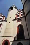 Bergfried Schloss Rochsburg, um 1200 (um 1620 auf 42 Meter Höhe aufgestockt)