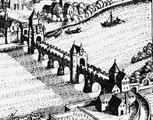 Römerbrücke, Trier, Merian (1646)