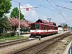 SLB-Triebwagen ET 47 im Bahnhof Bürmoos