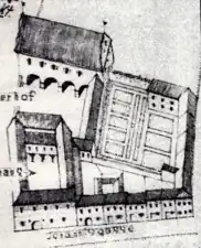 Schranne (links oben) und Kommunal-Brauerei (links unten)erbaut 1560