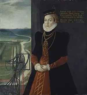 Das Landgrafenehepaar von Hessen-Kassel Wilhelm IV. und Sabina von Württemberg, gemalt von Caspar van der Borcht, 1577, Öl auf Leinwand