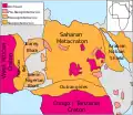 Sahara-Metakraton mit Teilen vom Arabisch-Nubischen Schild, dem Westafrika- und Kongo-Kraton