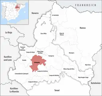 Die Lage der Comarca Valdejalón in der Provinz Saragossa