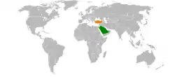 Lage von Saudi-Arabien und Türkei