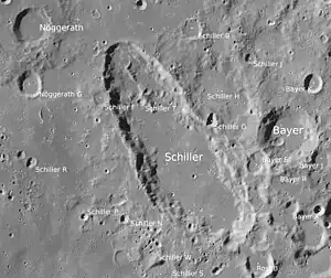 Nöggerath (links oben) und Umgebung (LROC-WAC)