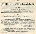 Verordnung von 1850 für Schießauszeichnung der Infanterie.