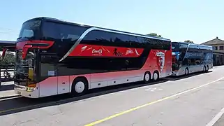 Setra S431 DT BGU Grenchen im Einsatz als Bahnersatz beim Bahnhof Grenchen Süd.