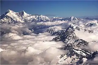 Luftbild des Shishapangma, Blick aus Osten