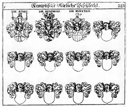 Wappendarstellung in Johann Siebmachers Wappenbuch: Kemptische Adeliche Geschlecht.