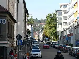 Blick von der Breitscheidstraßenach Norden.