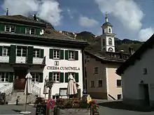 Gemeindehaus und reformierte Kirche in Sils Maria