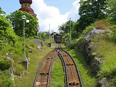 Obere Abtsche Weiche in der Ausweichstelle der Skansens Bergbana (Schweden)