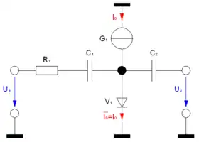 Spannungsteiler für Wechselspannungen mit pin-Diode.