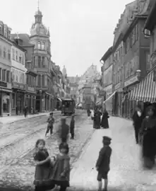 Straßenbahn in der Spitalstraße.Frühes 20. Jahrhundert