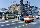 Straßenbahn auf dem Råd­hus­plad­sen um 1963, Wa­gen der Linie 19.