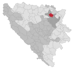 Lage der Gemeinde Srebrenik in Bosnien und Herzegowina (anklickbare Karte)