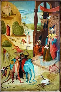 Nachfolge von Hieronymus Bosch, Heiliger Jakobus der Ältere und der Magier (1550–1575).