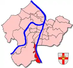 Lage des Stadtteils Koblenz-Stolzenfels