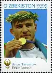 Olympiasieger Artur Taymazov auf einer usbekischen Briefmarke von 2005