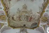 Gefangennahme der Apostel Petrus und Paulus, darunter das Wappen des Augsburger Fürstbischofs Clemens Wenzeslaus von Sachsen