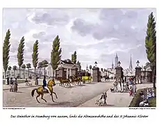 3. Steintor von außen, um 1840 (Gebr. Suhr)