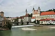 Die Mündung der Steyr in die Enns in Steyr