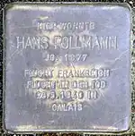 Stolperstein für Hans Rollmann (Pferdmengesstraße 25)