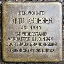 Stolperstein für Otto Kroeger, Utrechter Straße 43 in Berlin-Wedding