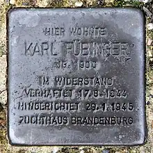 Stolperstein für Karl Fübinger am Spießweg 2 in Berlin-Wittenau