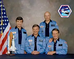 v. l. n. r. Donald Peterson, Paul Weitz, Story Musgrave, Karol Bobko