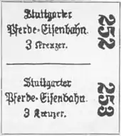 Fahrschein der Stuttgarter Pferdebahn, 1868