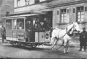 „Querlinie“ der Pferdebahn in der Böblinger Straße in Heslach, um 1893