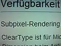 TFT-Bildschirm mit aktiviertem ClearType