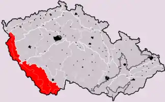 Untergruppe Sumavska subprovincie (rot markiert)