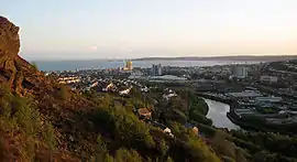 Sicht auf die Stadt vom Kilvey Hill aus