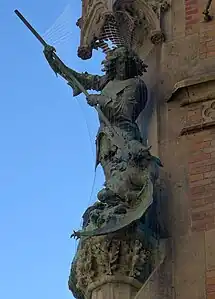 Syrius Eberle: Skulptur Der Kampf des hl. Georg mit dem Drachen, Neues Rathaus München, Ecke Marienplatz-Dienerstraße